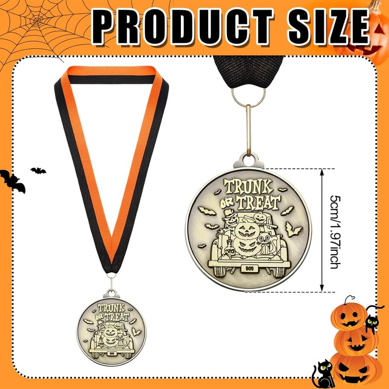 Kenning 20 Pcs Halloween Medals 2" Bronzy Contest Award Medals with Neck Ribbon for Halloween Party Prizes Decoration - Image 2
